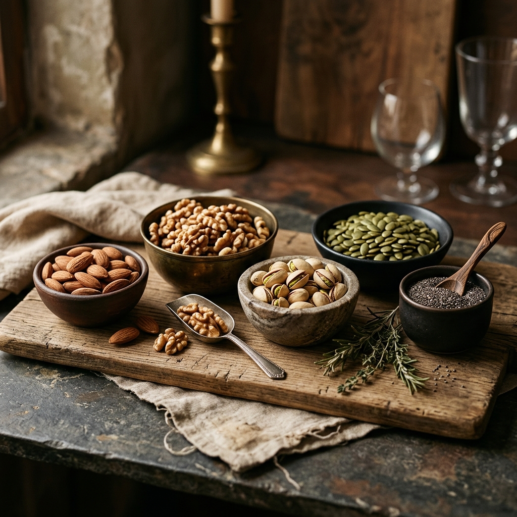 Luxury spread of premium nuts and seeds
