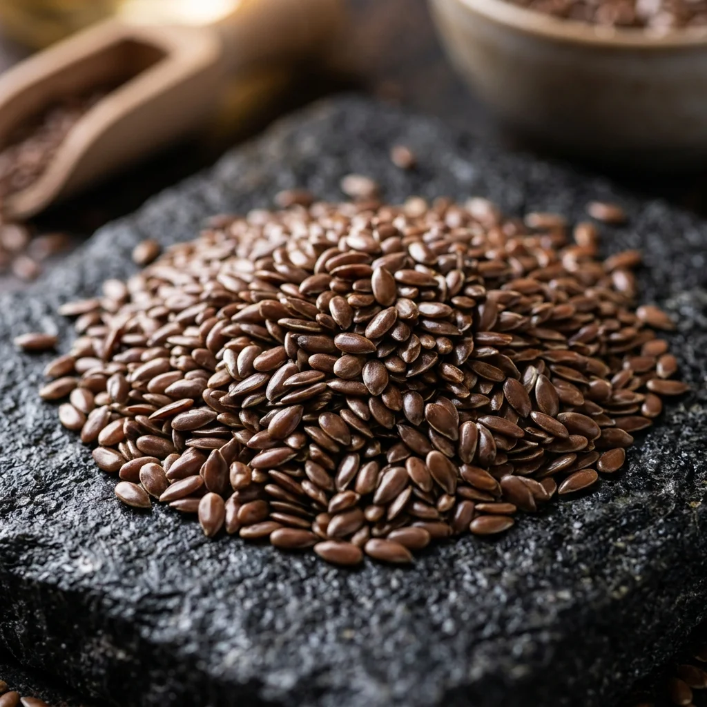 Nutrient-dense flaxseeds macro close-up